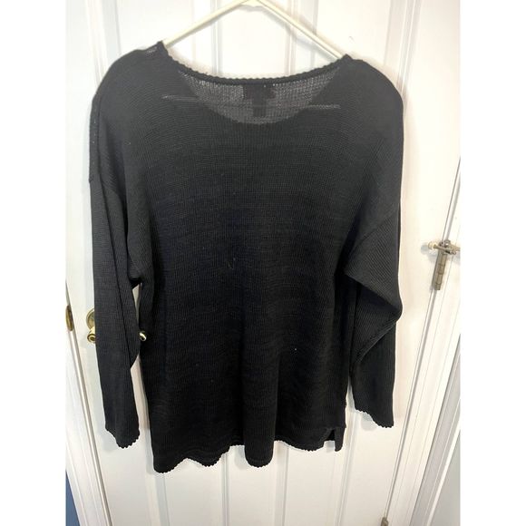 Vintage Sarah Morgan Embellished Ramie Blend Black Sweater Size Medium - Picture 4 of 4